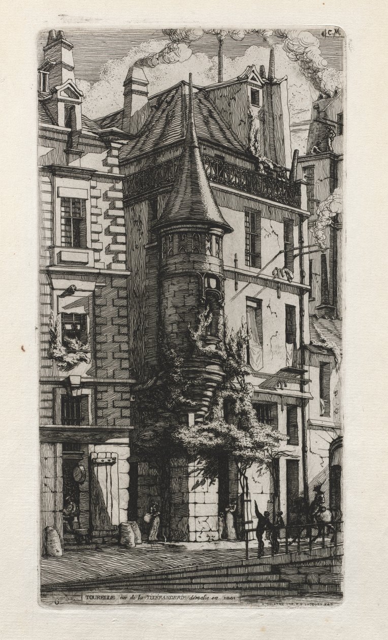 Huis met een toren, rue de la Tixeranderie, Parijs door Charles Meryon