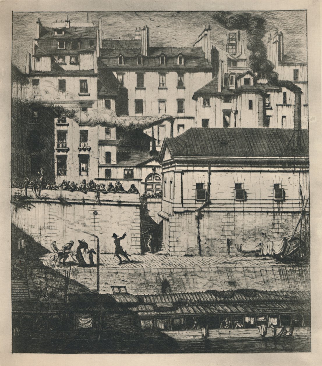 La Morgue 3e Staat, 9 18 x 8 18 Inches, 1854, 1927 door Charles Meryon