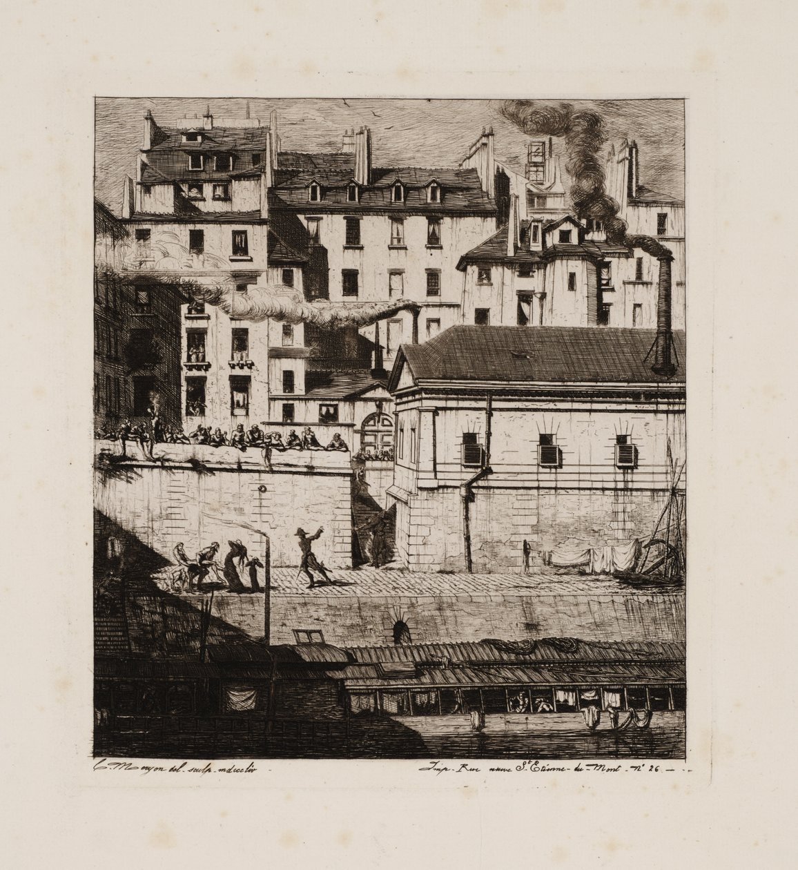 Het mortuarium, Parijs door Charles Meryon
