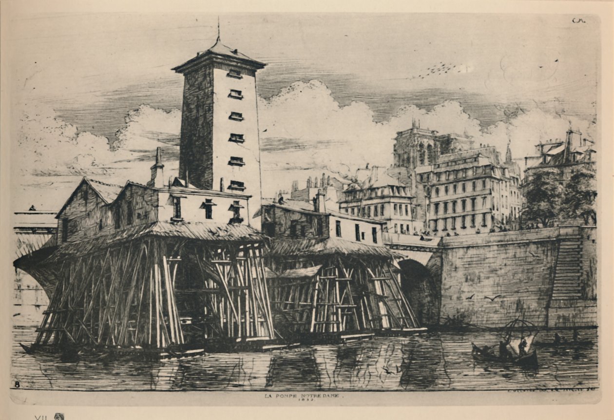 La Pompe Notre-Dame, 9e staat, 1852 door Charles Meryon