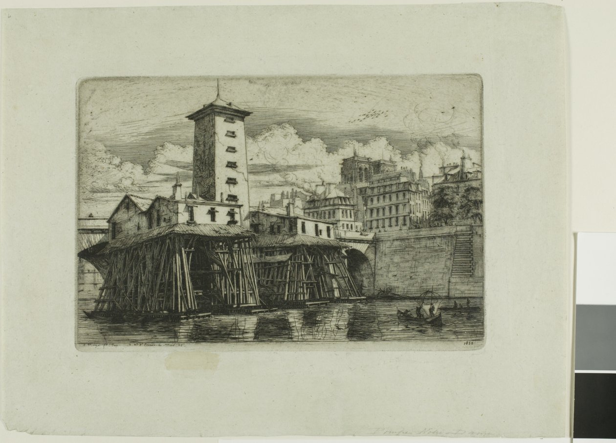 La Pompe Notre-Dame, Parijs door Charles Meryon