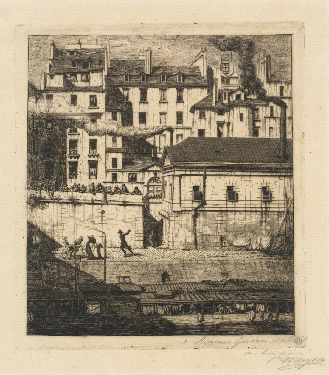 Het mortuarium, Parijs door Charles Meryon