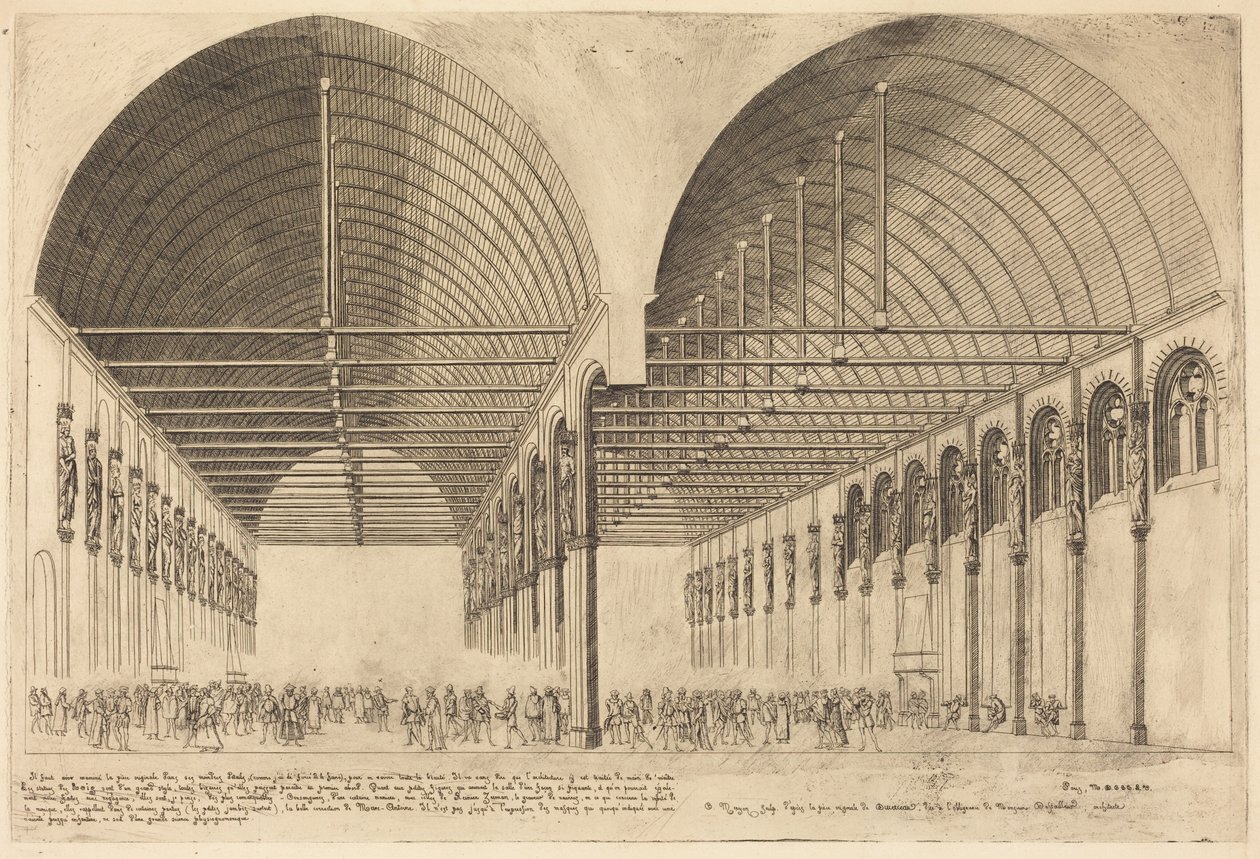 De zaal van de verloren stappen in het voormalige Paleis van Justitie, Parijs door Charles Meryon