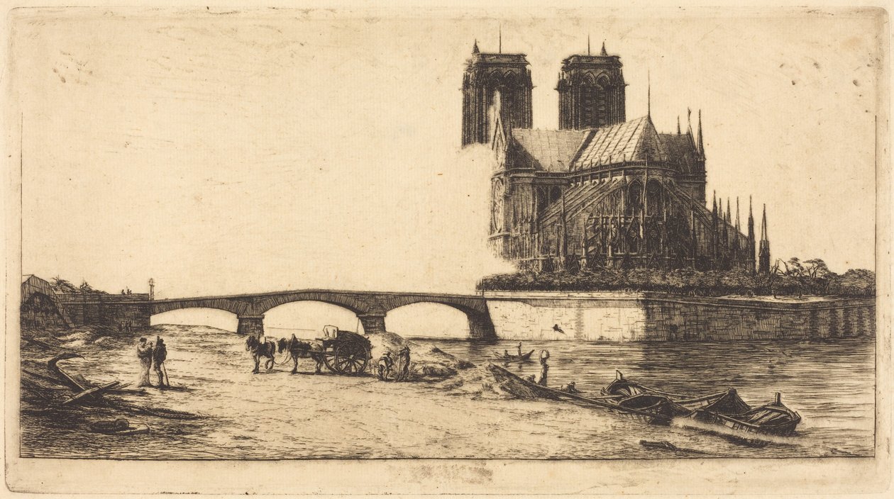 De apsis van de Notre-Dame van Parijs (De apsis van de kathedraal van Notre-Dame, Parijs) door Charles Meryon
