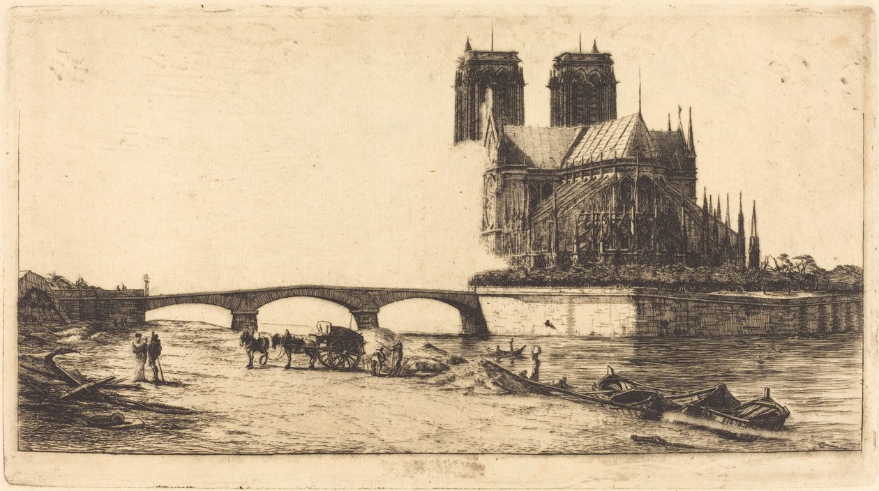 De Apsis van de Kathedraal van Notre-Dame, Parijs door Charles Meryon