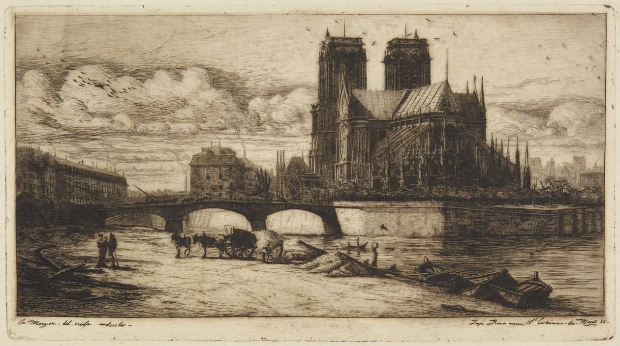 De apsis van Notre-Dame de Paris door Charles Meryon