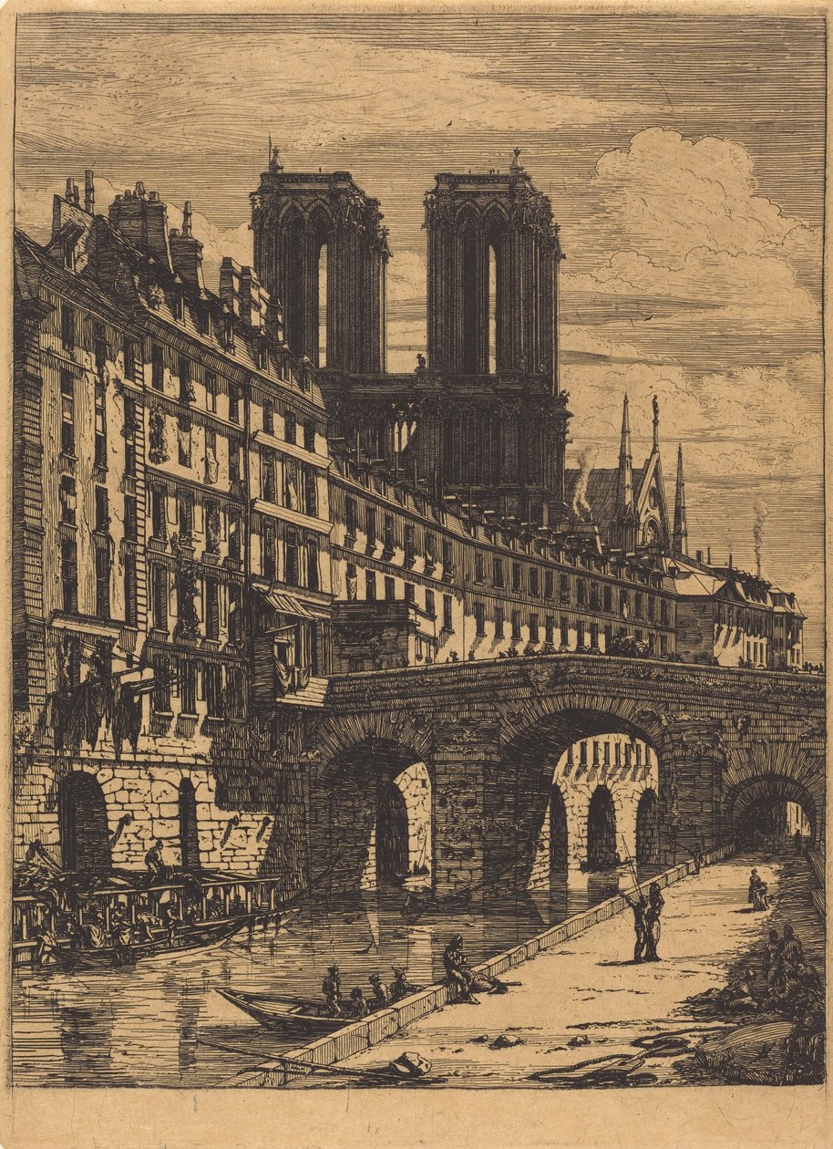 Le Petit Pont, Parijs door Charles Meryon