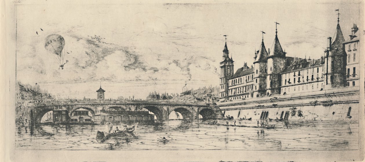 Le Pont-Au-Change 2e Staat door Charles Meryon