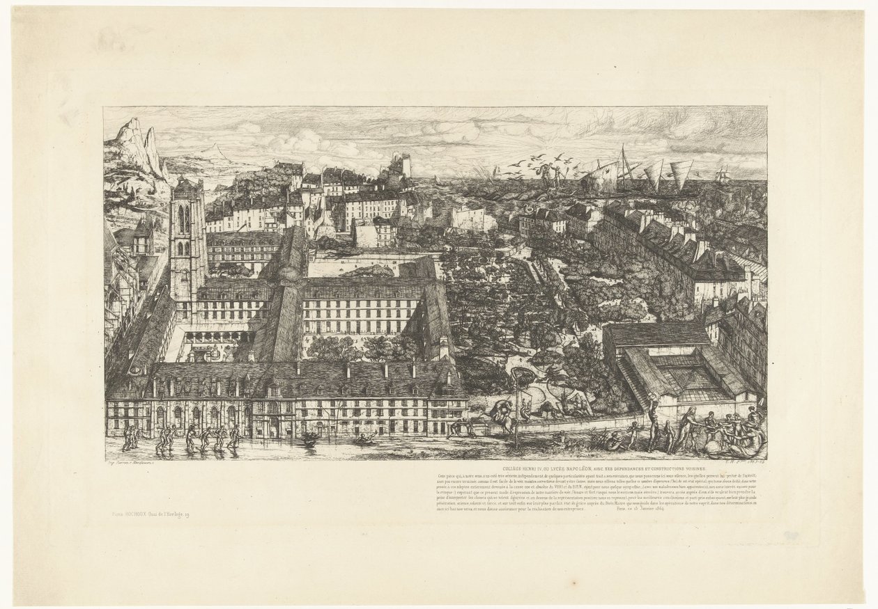 Lyceum Henri IV in Parijs door Charles Meryon