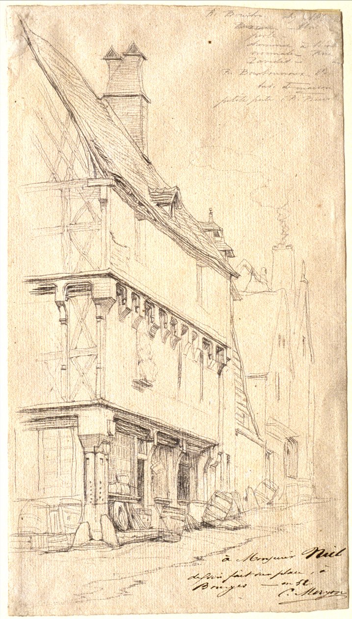 Oud huis in Bourges: „La Maison du Musicien“ door Charles Meryon