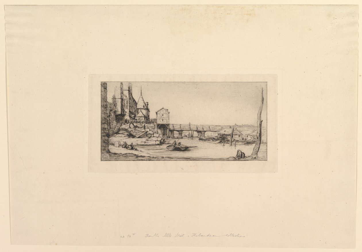 Passerelle du Pont-au-Change, na de brand van 1621 De voetbrug tijdelijk vervangend door Charles Meryon