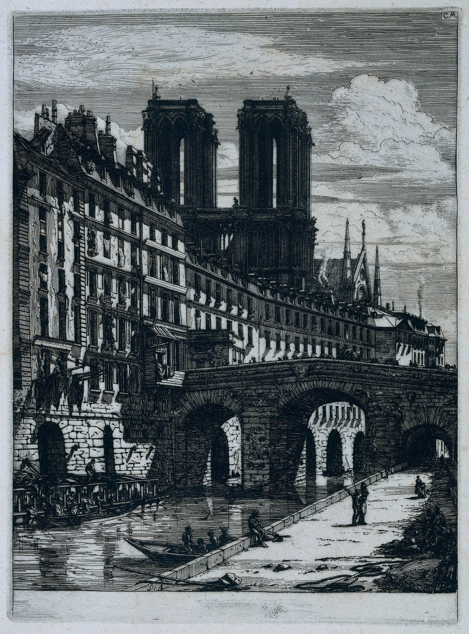 Petit Pont over de Seine in Parijs door Charles Meryon