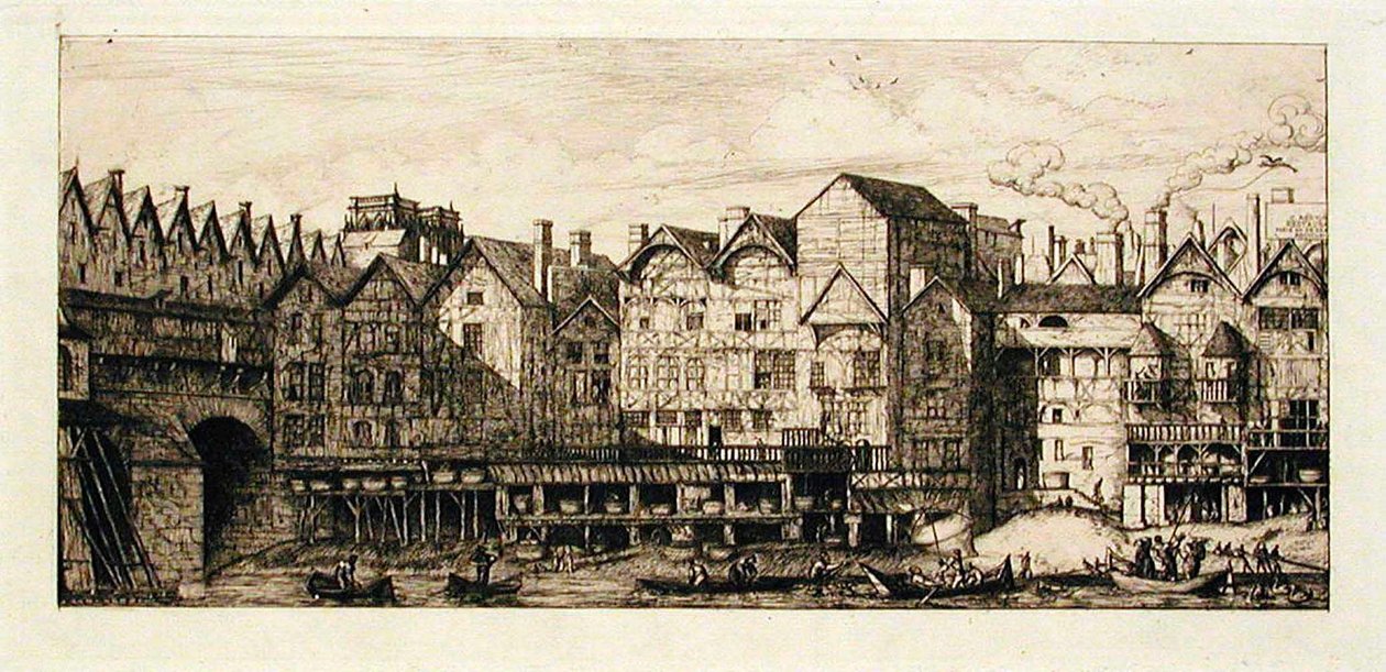 Poort van de Cité, eind 17e eeuw, Parijs door Charles Meryon