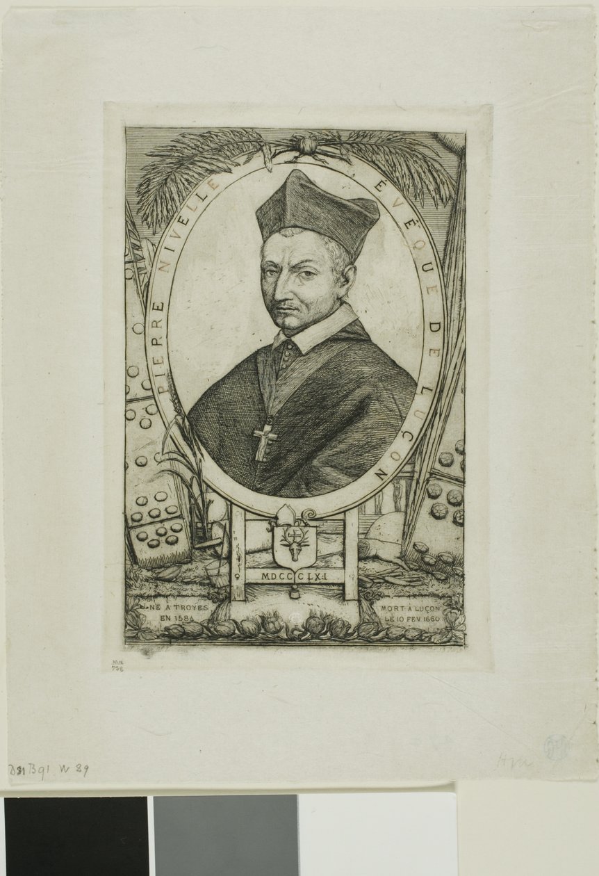 Portret van Pierre Nivelle, bisschop van Luçon door Charles Meryon