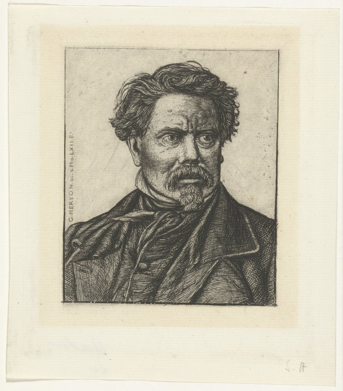 Portret van historicus Benjamin Fillon door Charles Meryon