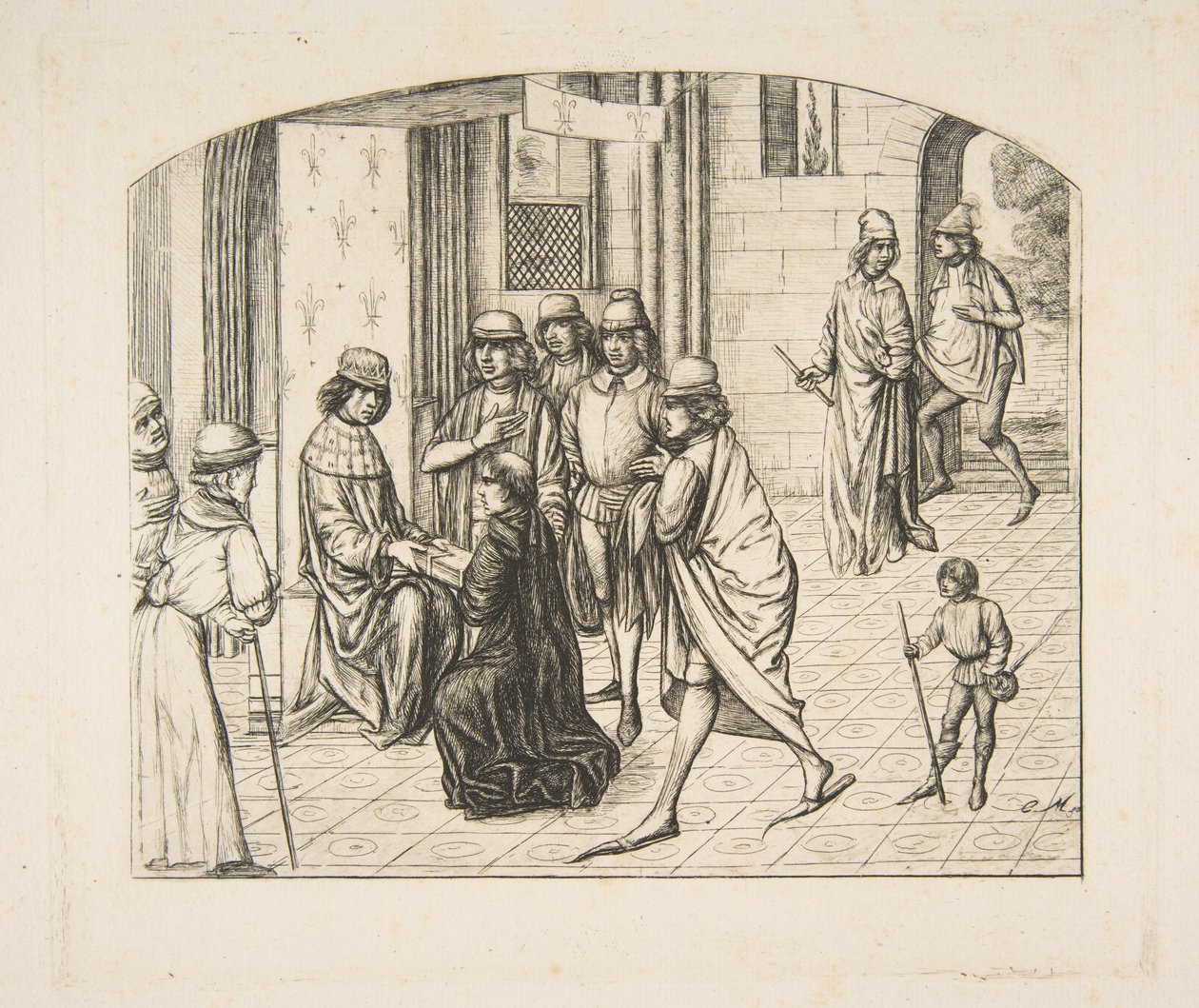 De kennismaking van Valerius Maximus met koning Lodewijk XI door Charles Meryon