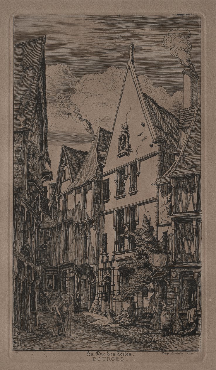 Rue des Toilés, Bourges door Charles Meryon