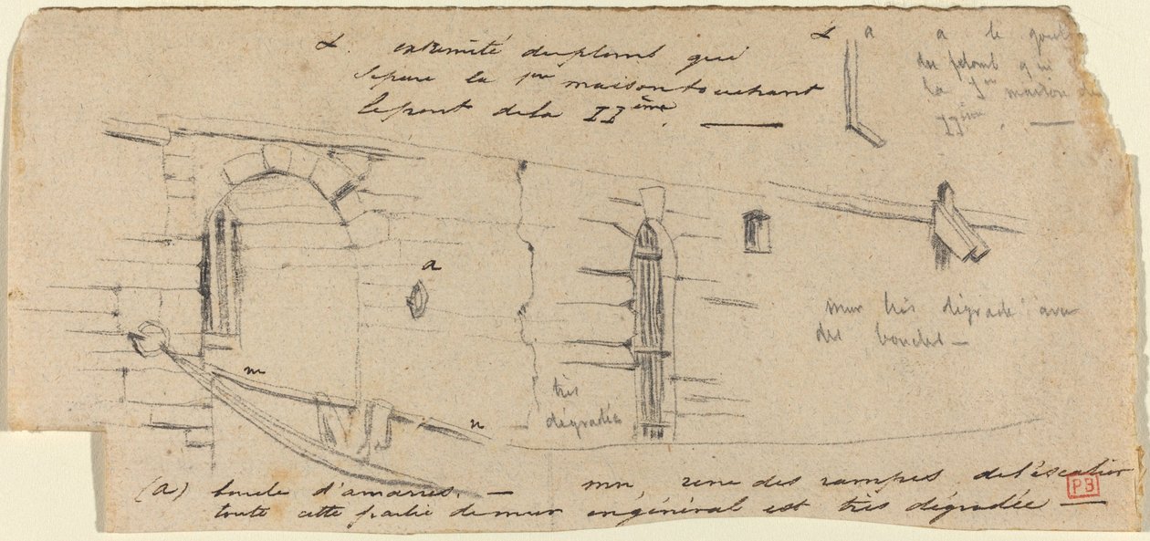 Studie voor "Le Petit Pont" door Charles Meryon