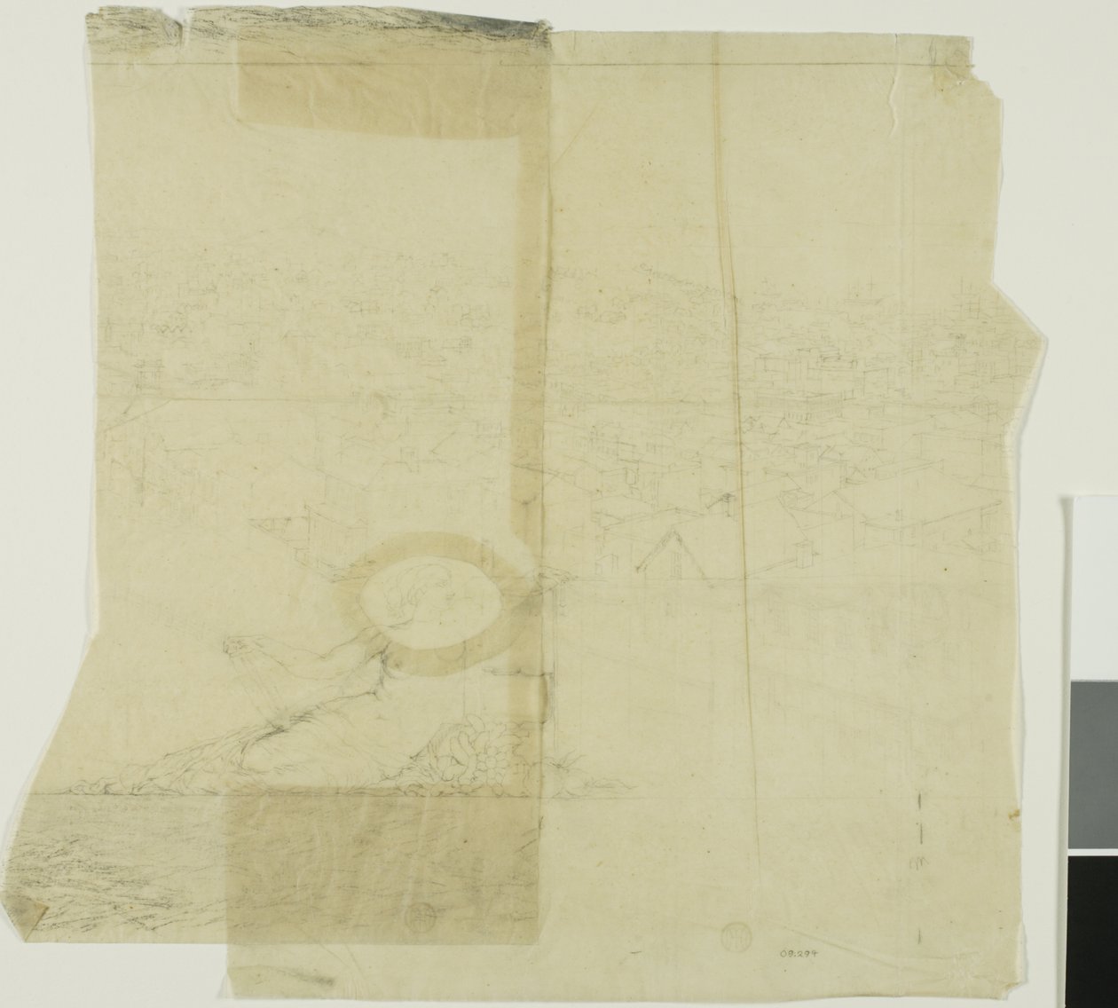 Studie voor San Francisco, midden linkerdeel door Charles Meryon