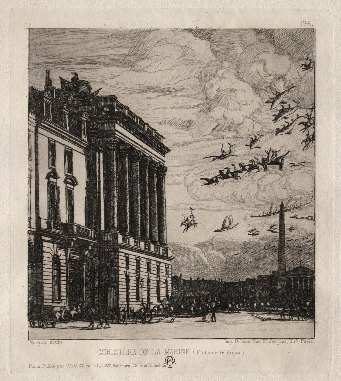 Het admiraliteit, Parijs, 1865 door Charles Meryon