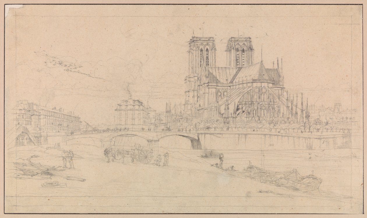 De apsis van de Notre-Dame in Parijs door Charles Meryon
