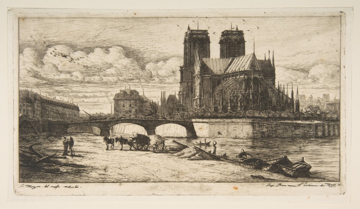 De apsis van Notre-Dame, Parijs door Charles Meryon