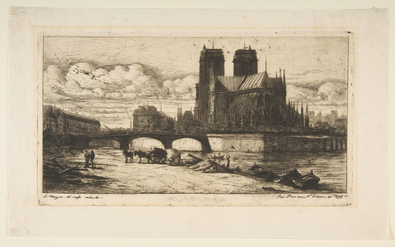 De apsis van Notre-Dame, Parijs door Charles Meryon