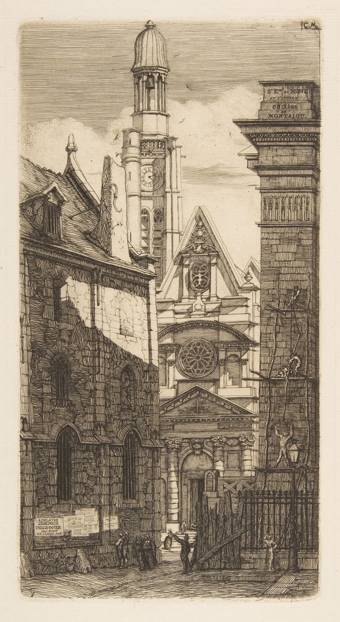 De kerk Saint-Étienne-du-Mont, Parijs door Charles Meryon
