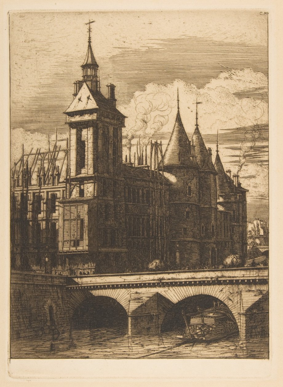 De klokkentoren, Parijs, uit „Etsen van Parijs“ door Charles Meryon