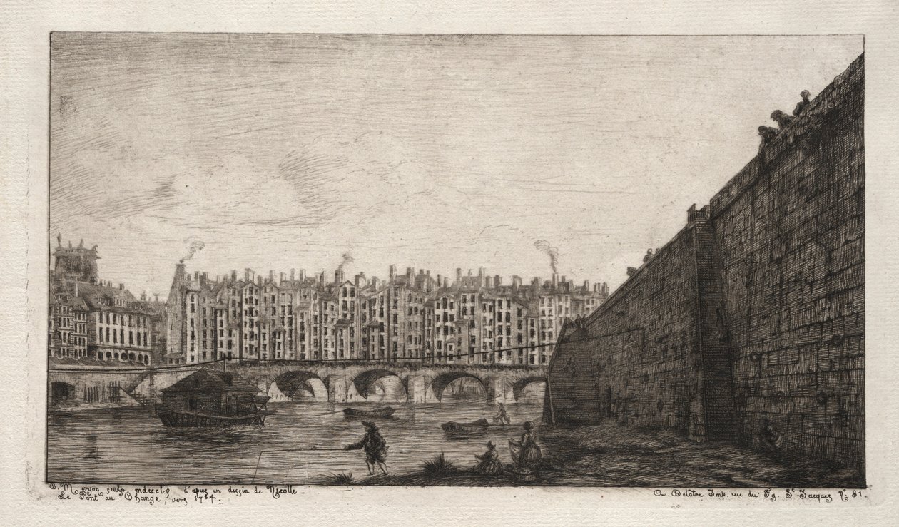 De Wisselbrug, Parijs, ca. 1784, 1855 door Charles Meryon