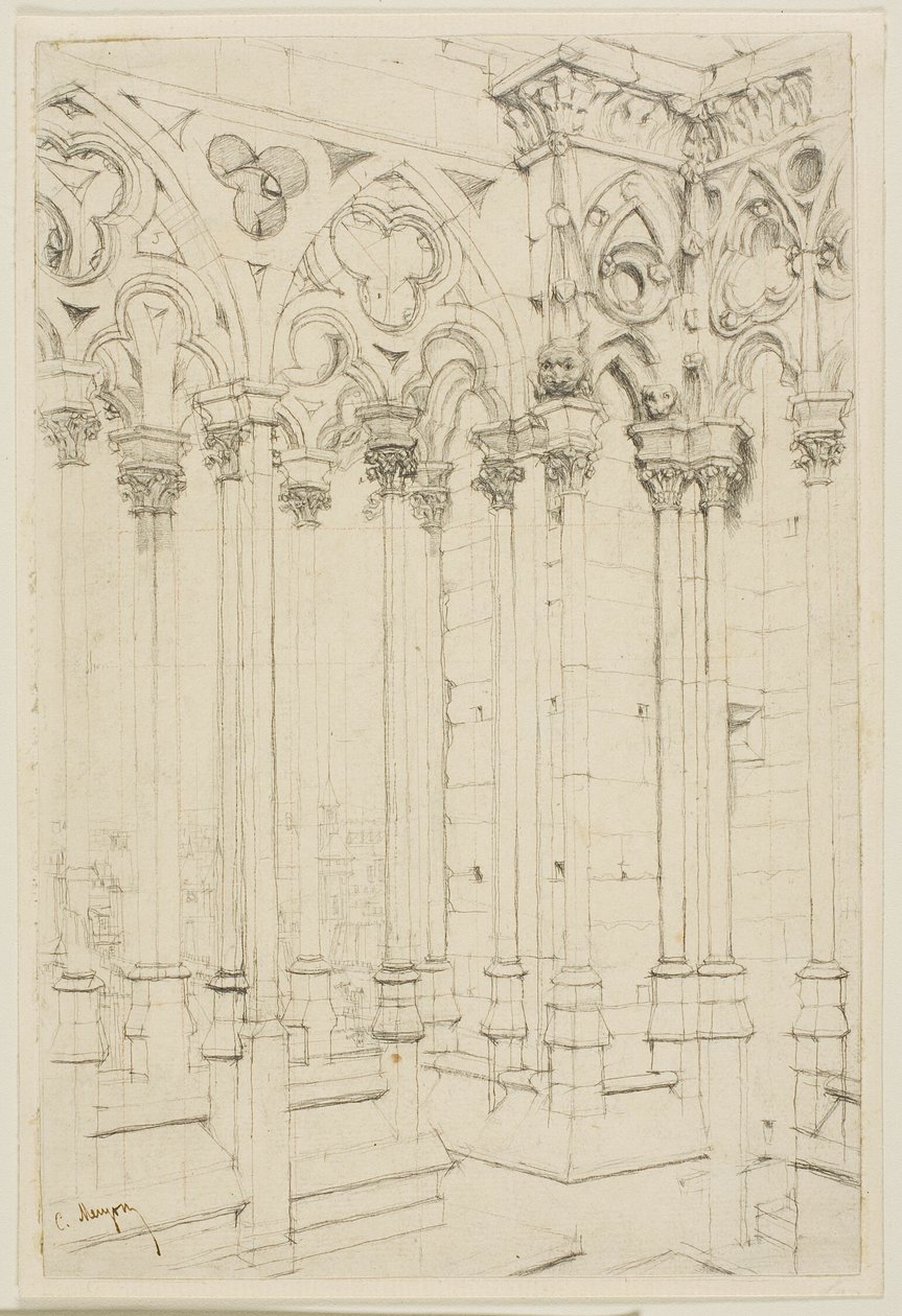 De galerie van Notre-Dame, Parijs door Charles Meryon