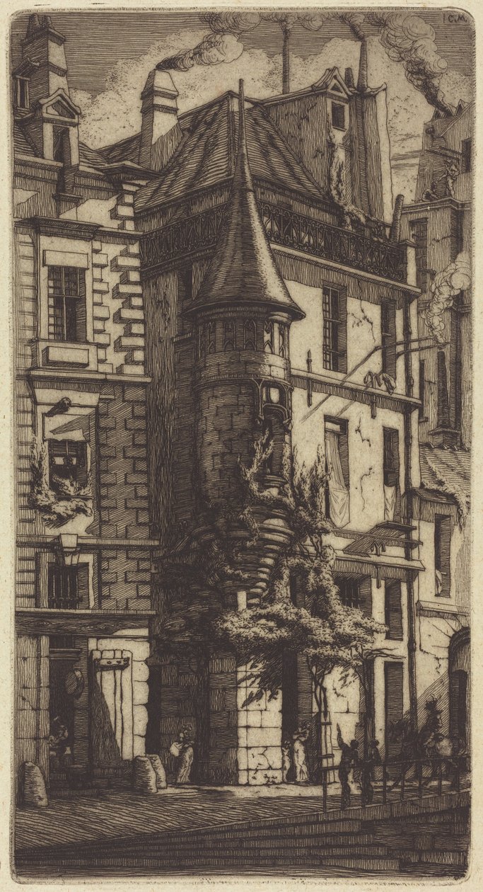 Torentje in de rue de la Tixéranderie, Parijs door Charles Meryon