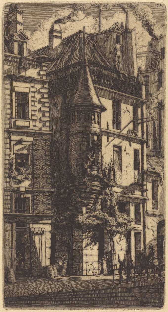Huis met een torentje, Weversstraat, Parijs door Charles Meryon
