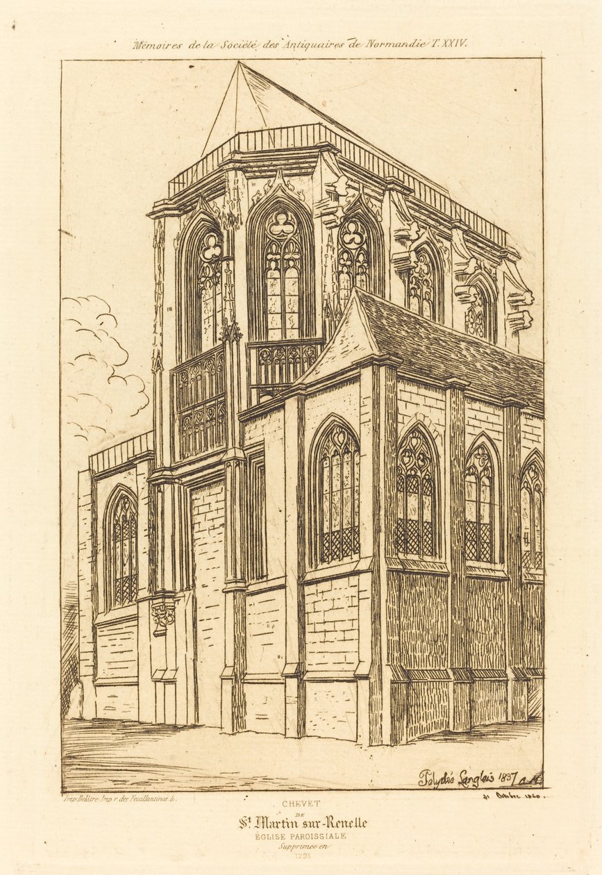Apsis van de Kerk van St. Martin-sur-Renelle door Charles Meryon after Polycles Langlois