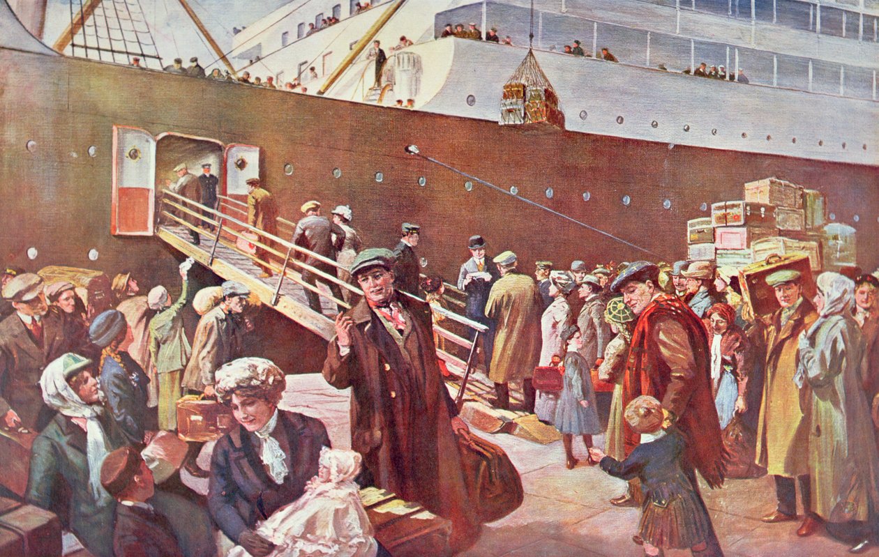 Emigranten op weg naar Canada aan boord van RMS Empress, Liverpool door Charles Mills Sheldon