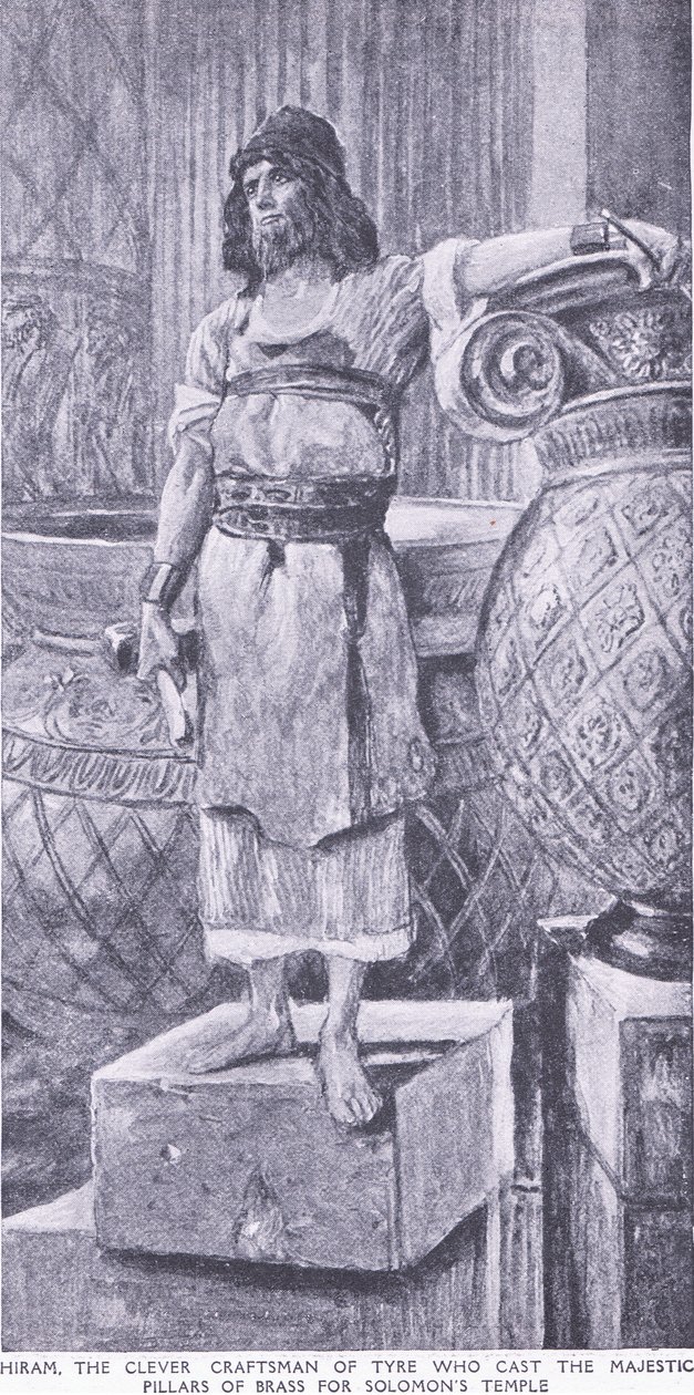 Hiram, de slimme vakman van Tyrus die de majestueuze koperen pilaren voor de tempel van Salomo goot door Charles Mills Sheldon