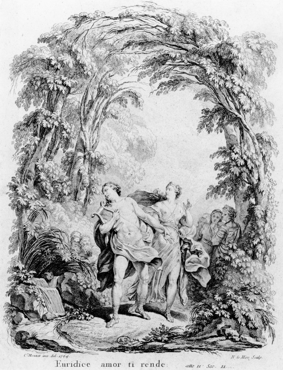 Orpheus leidt Eurydice uit de hel, illustratie voor de opera 