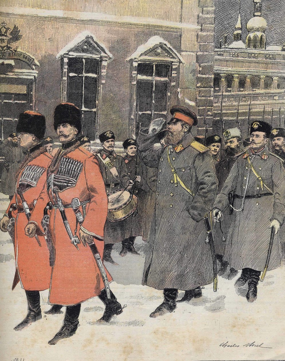 De keizer (tsaar) van Rusland Alexander III ging op 1 januari naar de Heilige Diensten door Charles Morel