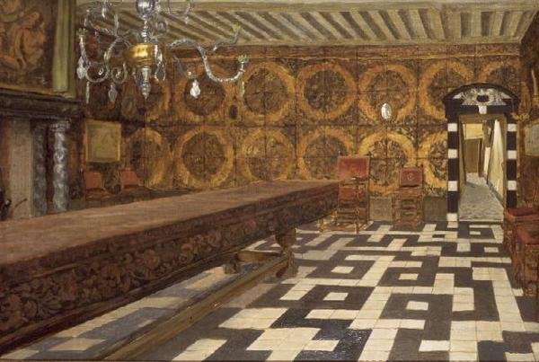 Een Kamer in het Musee Plantin, Antwerpen door Charles Napier Hemy