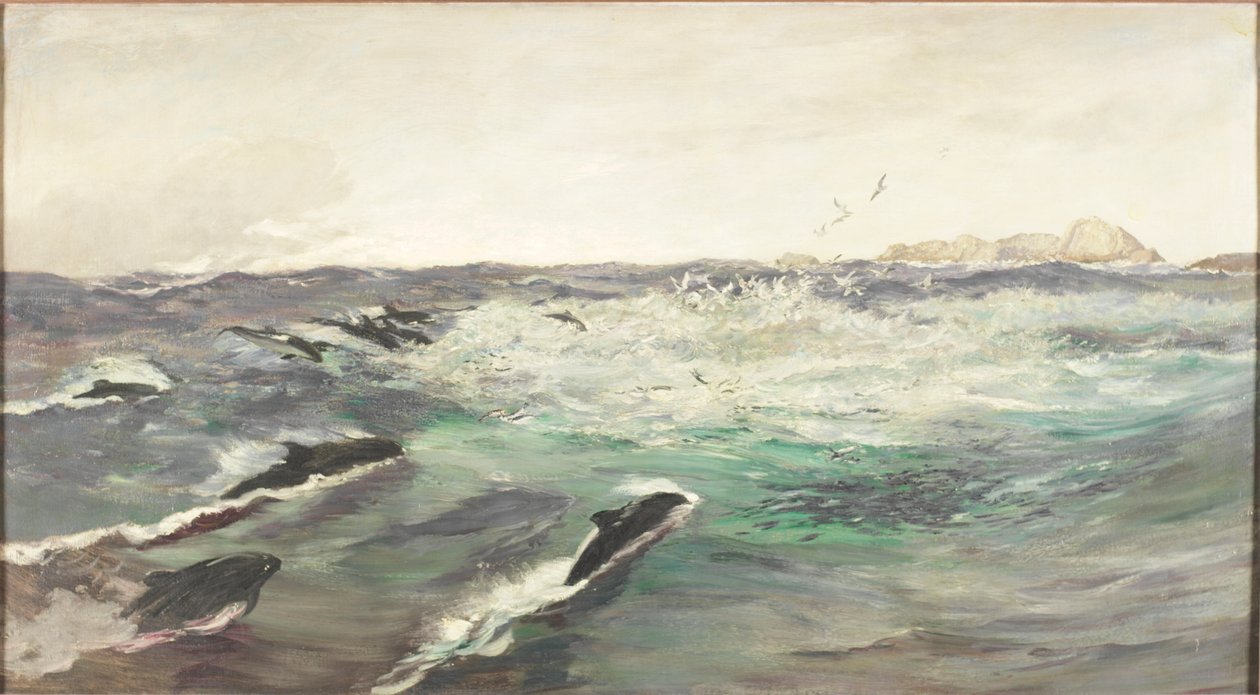 Bruinvissen die Makreel Achtervolgen door Charles Napier Hemy