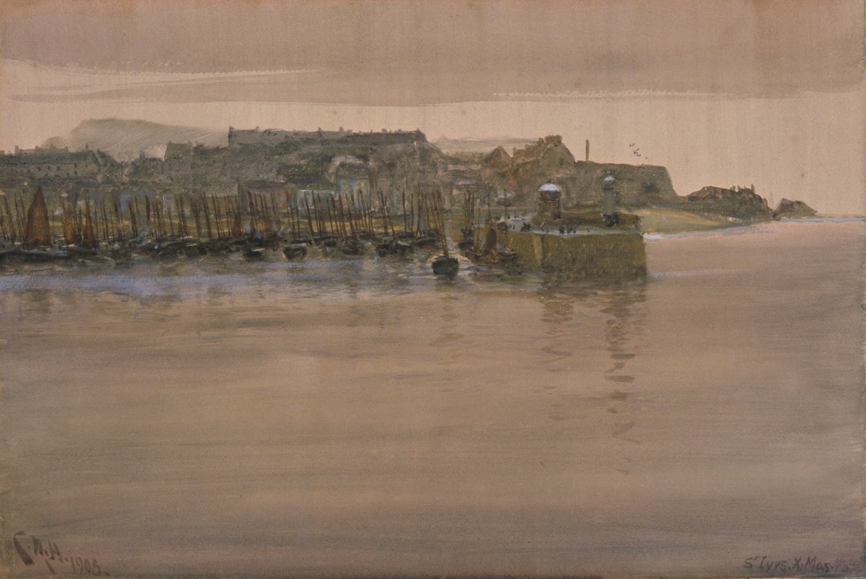 St Ives, Kerstdag, 1908 door Charles Napier Hemy