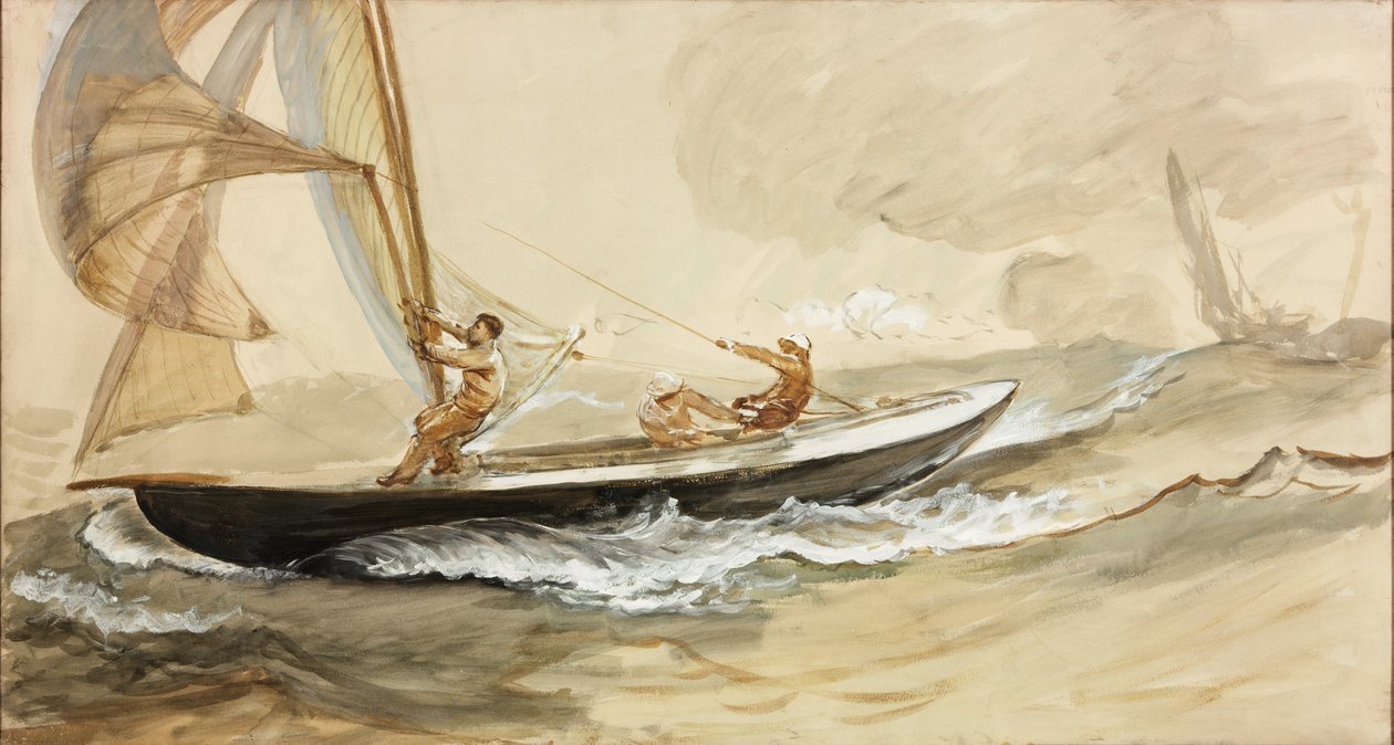 Studie van een racejacht door Charles Napier Hemy