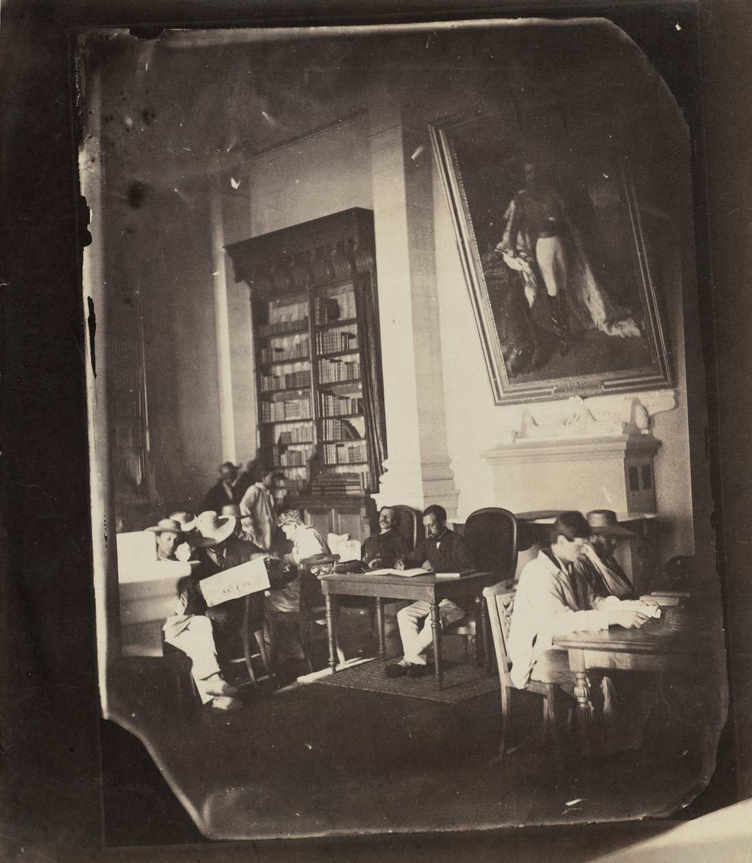 Asile impériale de Vincennes: de bibliotheek, 1858-59 door Charles Nègre