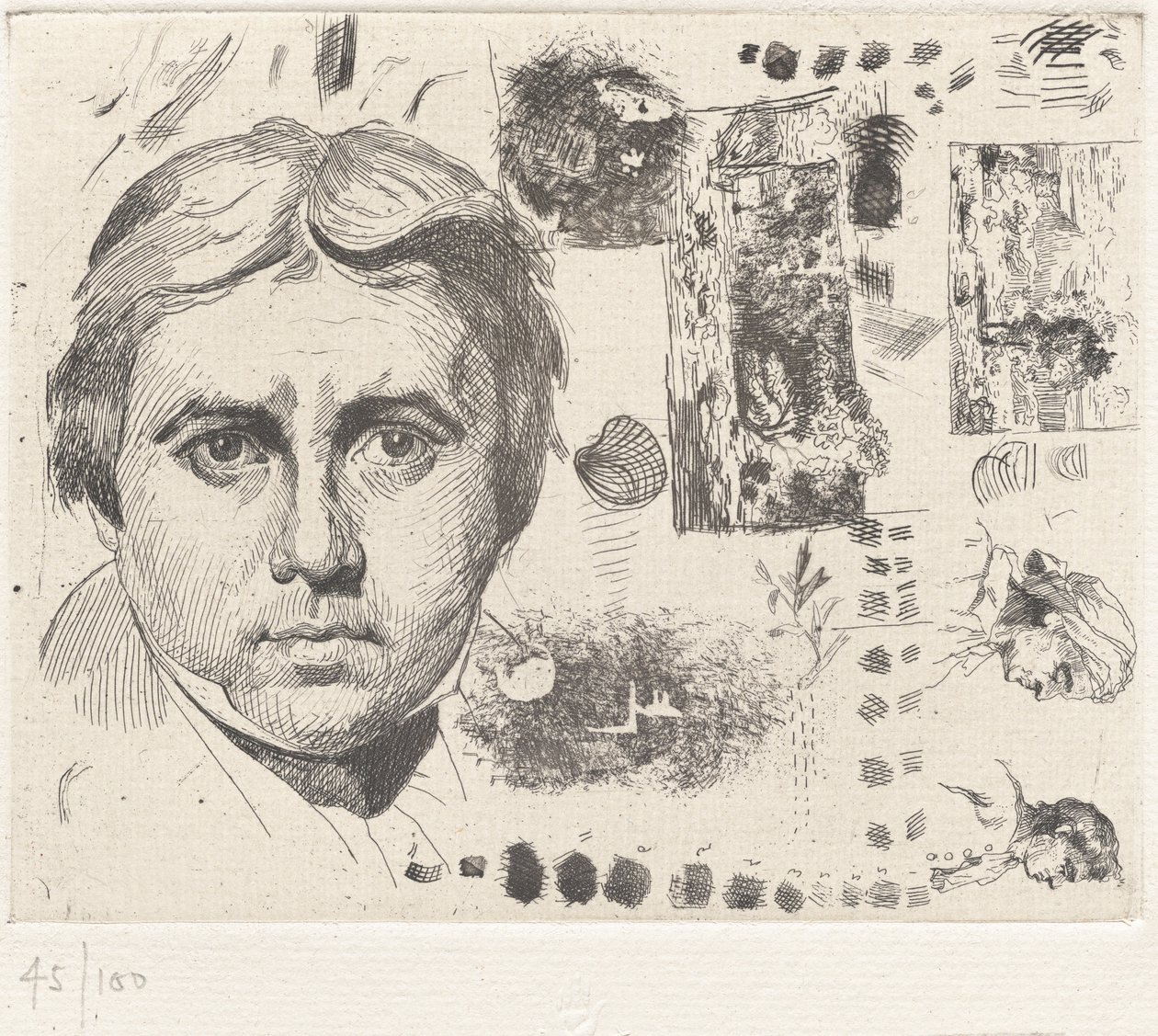 Portret van Ingres,1844 (prent) door Charles Nègre