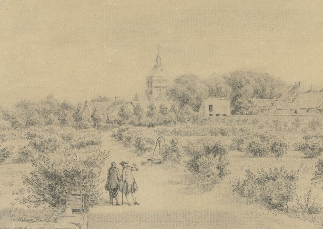 Gezicht op het dorp Marigny door Charles Nicolas Cochin (II)