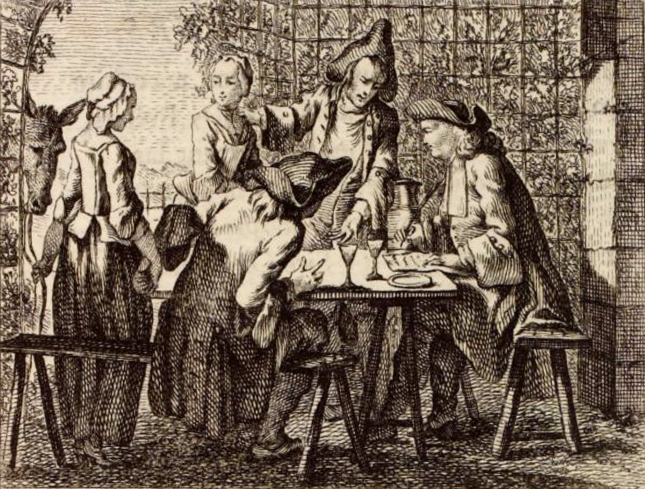 De handelaren door Charles Nicolas Cochin