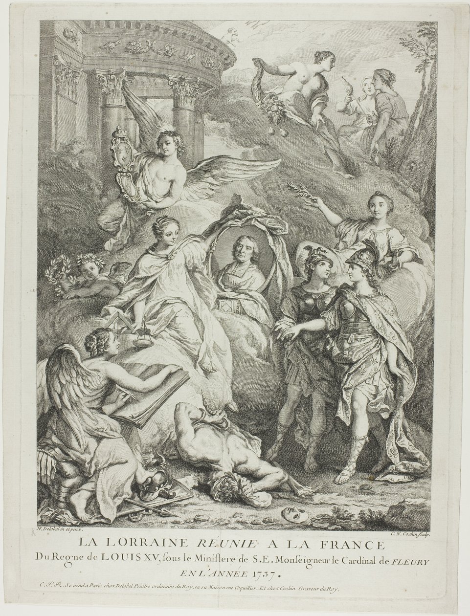 La Lorraine reunie a la France (Lotharingen herenigd met Frankrijk) door Charles Nicolas Cochin I