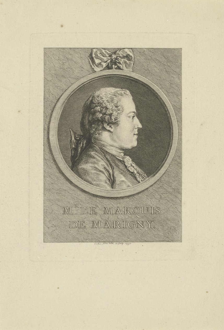 Abel-François Poisson de Vandières, markies van Marigny 1727-1781, 1757 door Charles Nicolas Cochin the younger
