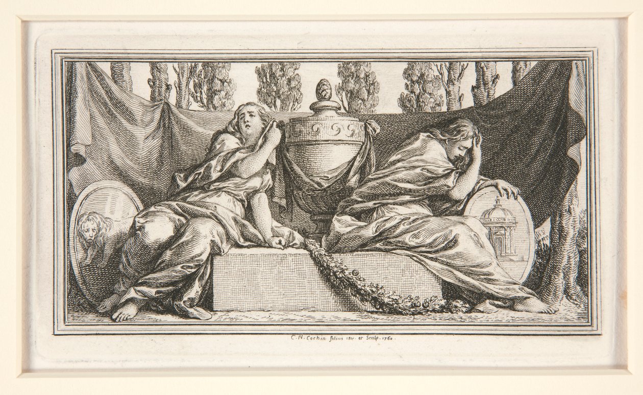 Funeral Vignette for Mme. de France, Duchesse de Parme door Charles Nicolas Cochin the younger