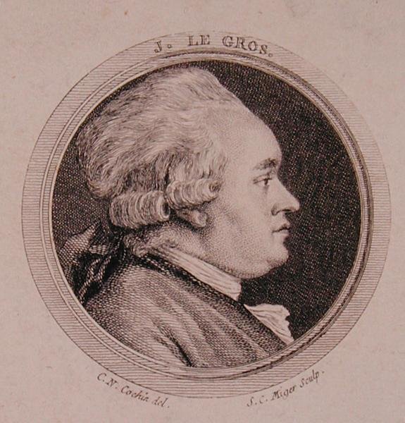 Portret van Joseph Le Gros (1739-93) gegraveerd door Simon Charles Miger (1736-1820) (gravure) door Charles Nicolas II (after) Cochin